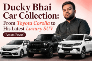 Ducky Bhai car collection featuring Toyota Corolla, Jetour T2 and Toyota Fortuner with Ducky Bhai